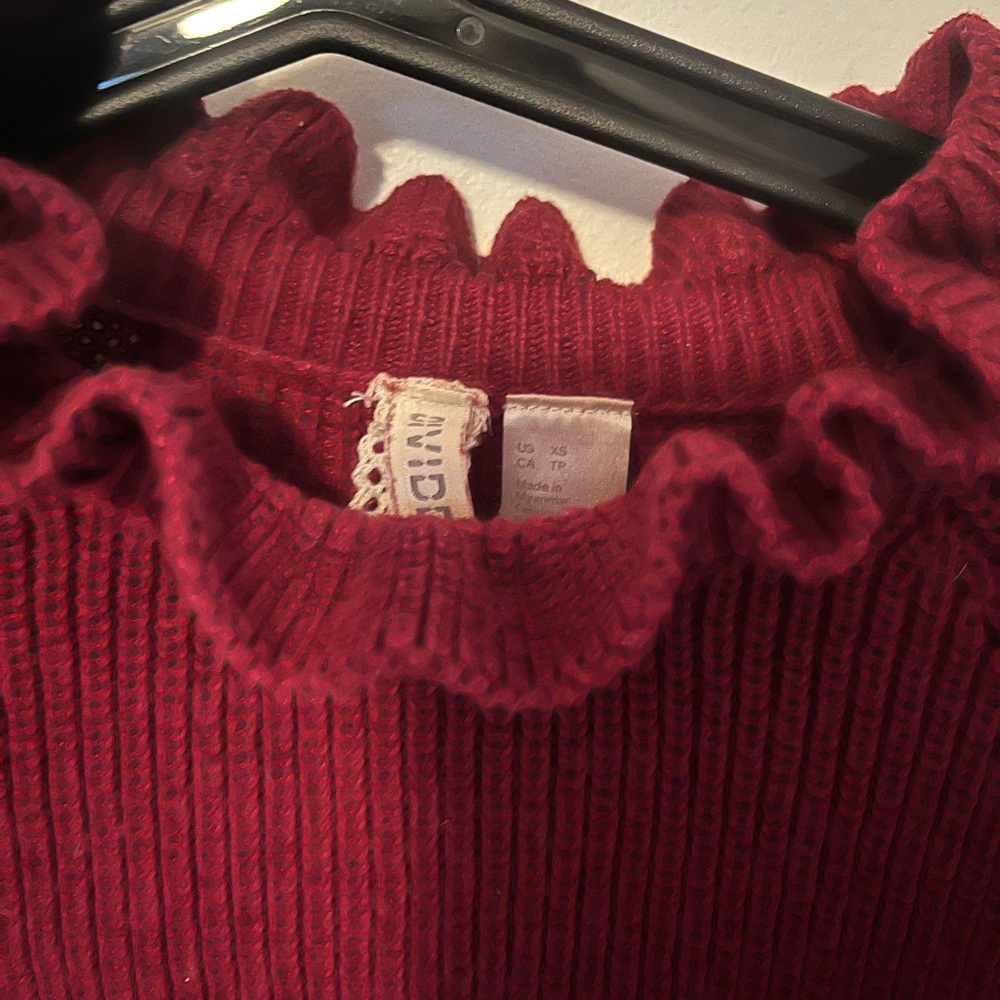 Simons Deep Red Ruffled Turtleneck Sweater - Picture 2 of 3